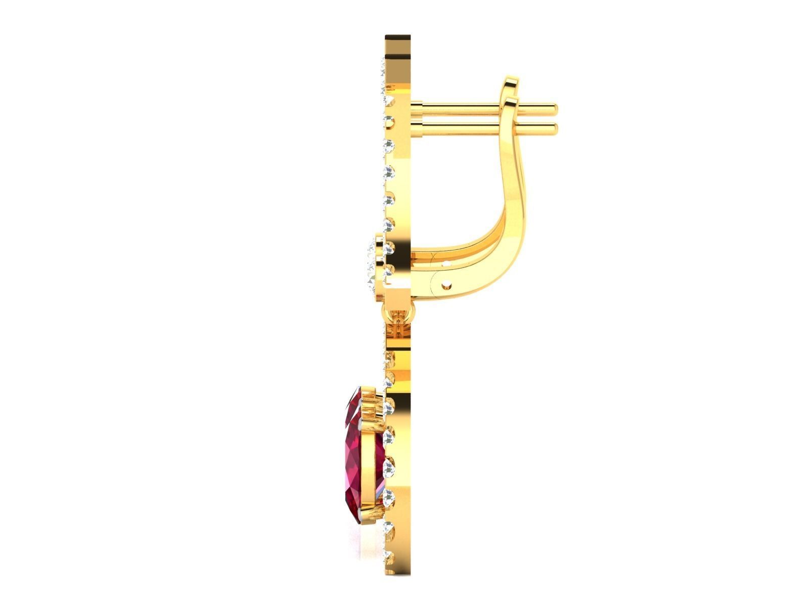 Women Oval Diamond Earring 3dm STL OBJ FBX Render Details 3D print model_6