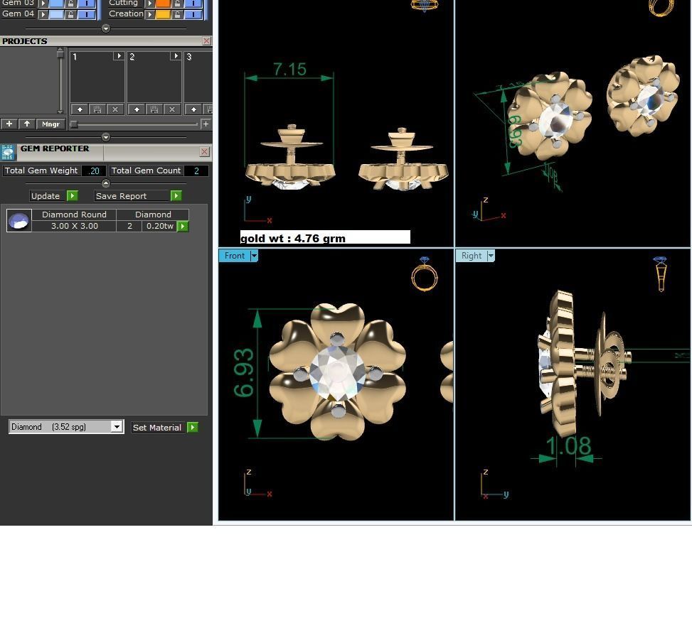 Women Heart Earring 3dm STL OBJ FBX Render Details 3D print model_6