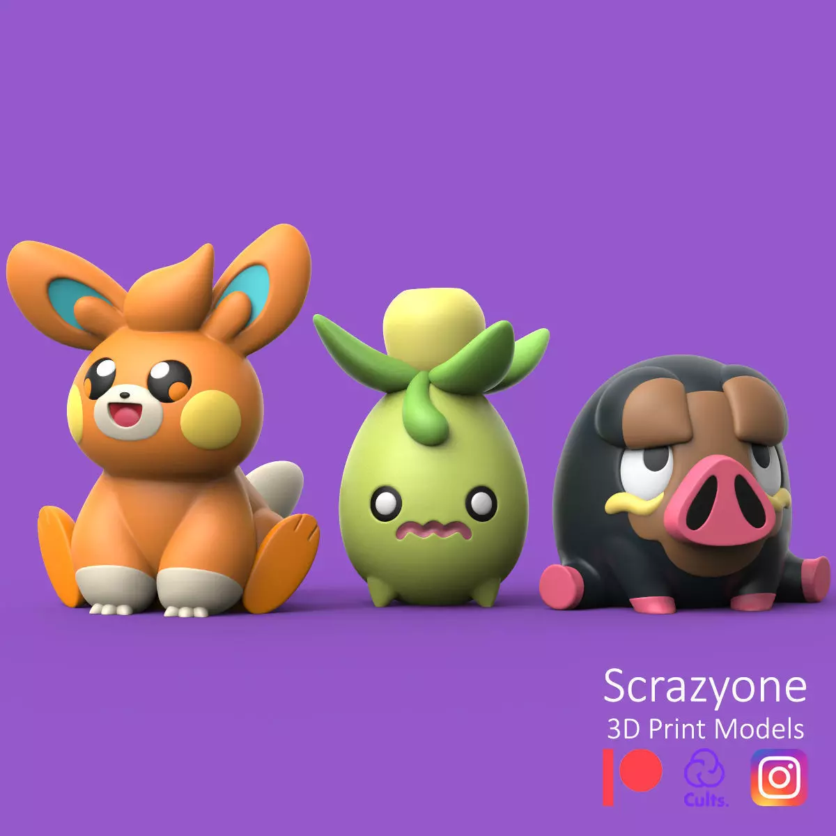 SCARLET AND VIOLET POKEMON - PAWMI LECHONK SMOLIV 3D print model