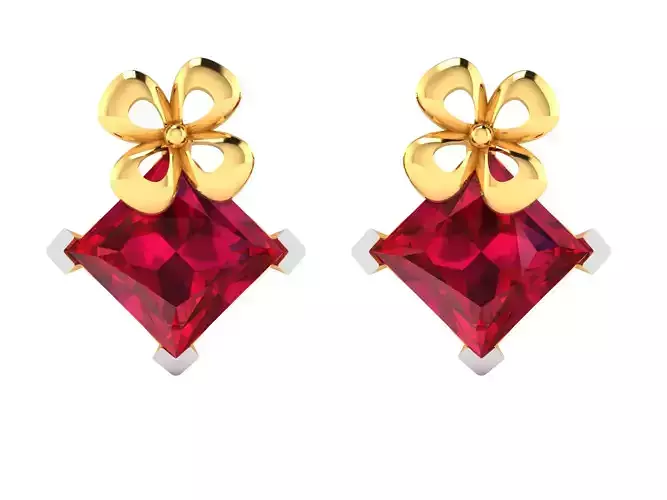 Women Princess Stone Earring 3dm STL OBJ FBX Render Details