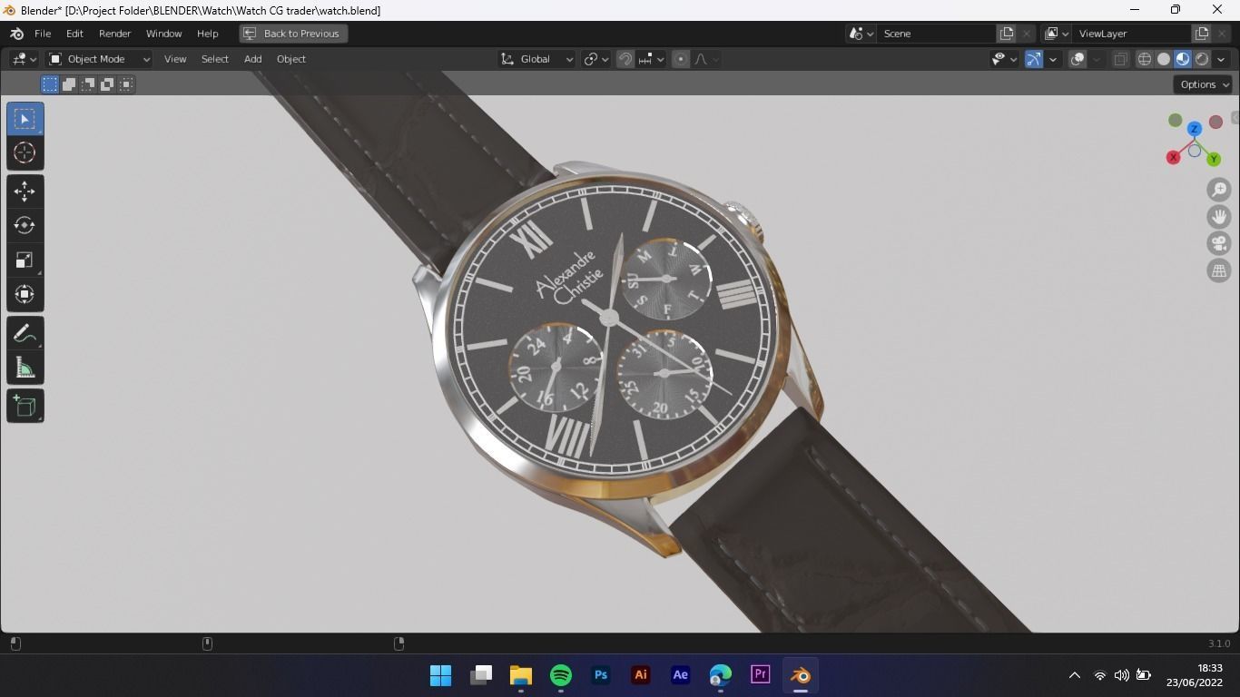 Watch 3d Model chronograph 3D model_15