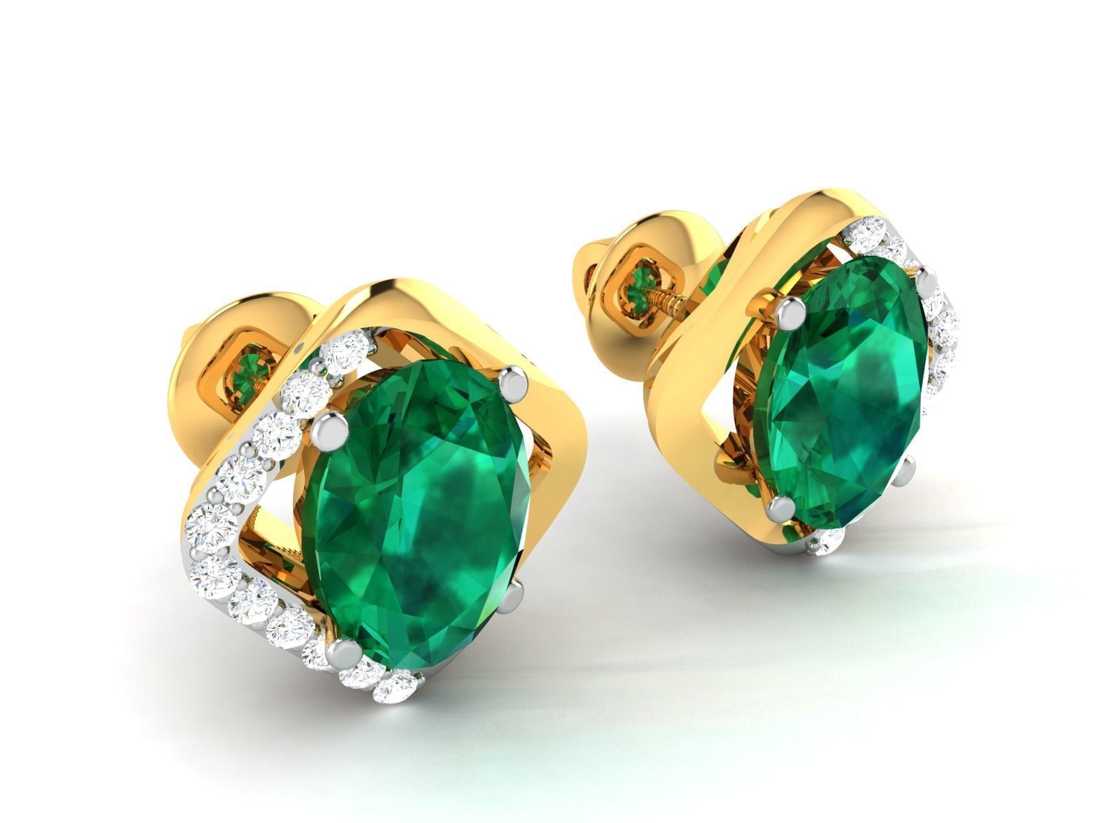 Women Oval Diamond Earring 3dm STL OBJ FBX Render Details 3D print model_1