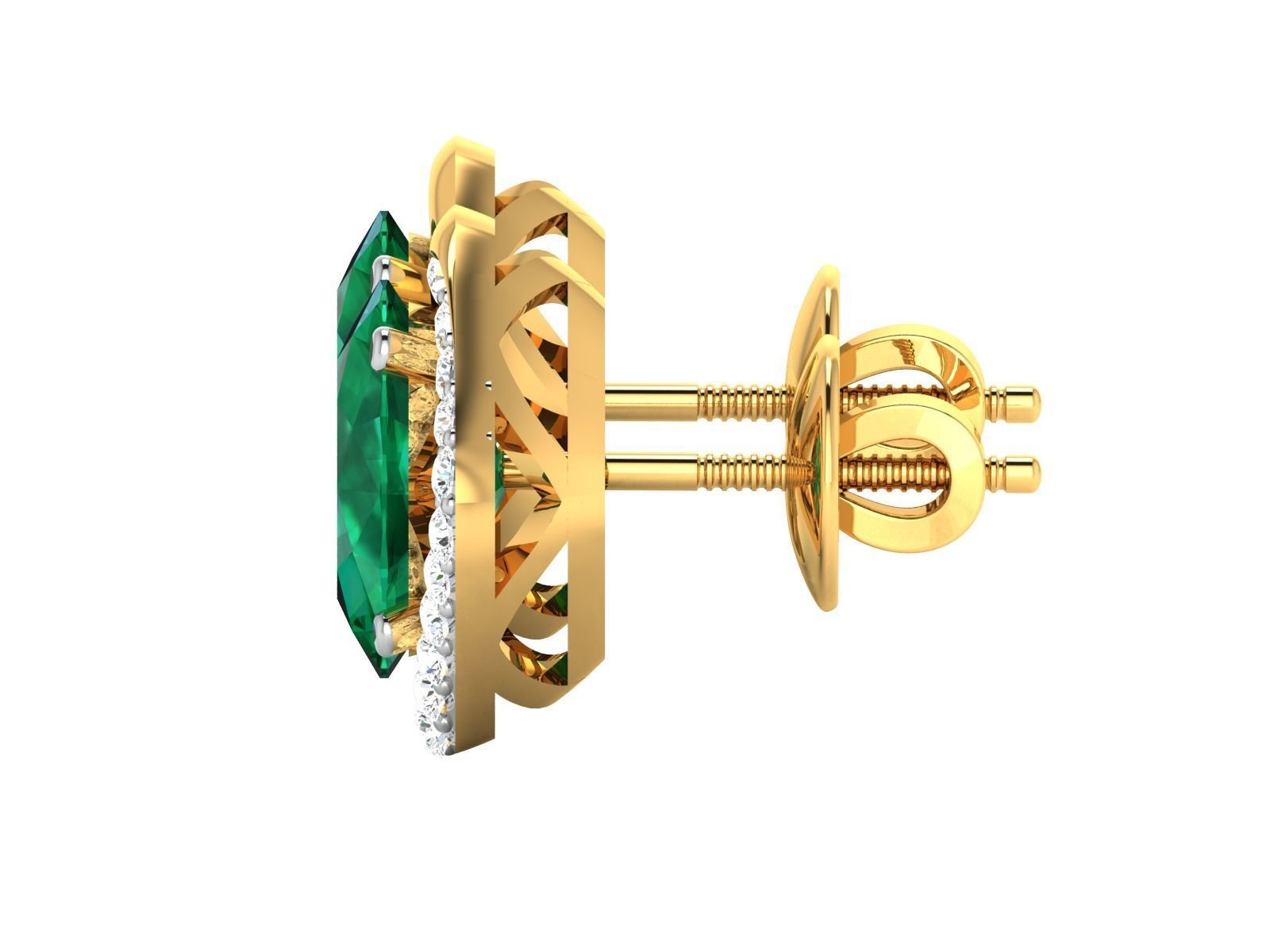 Women Oval Diamond Earring 3dm STL OBJ FBX Render Details 3D print model_4