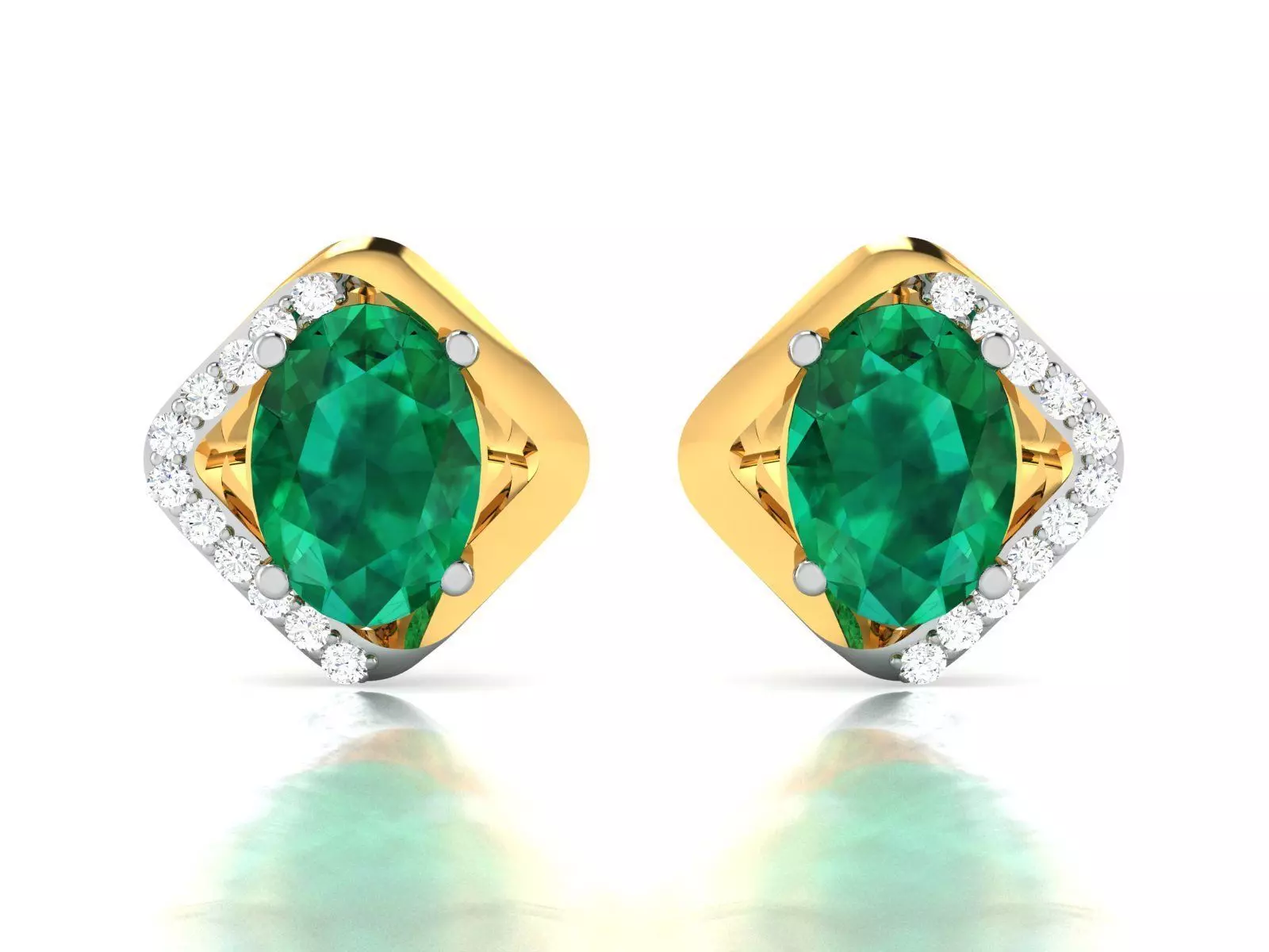 Women Oval Diamond Earring 3dm STL OBJ FBX Render Details 3D print model_0