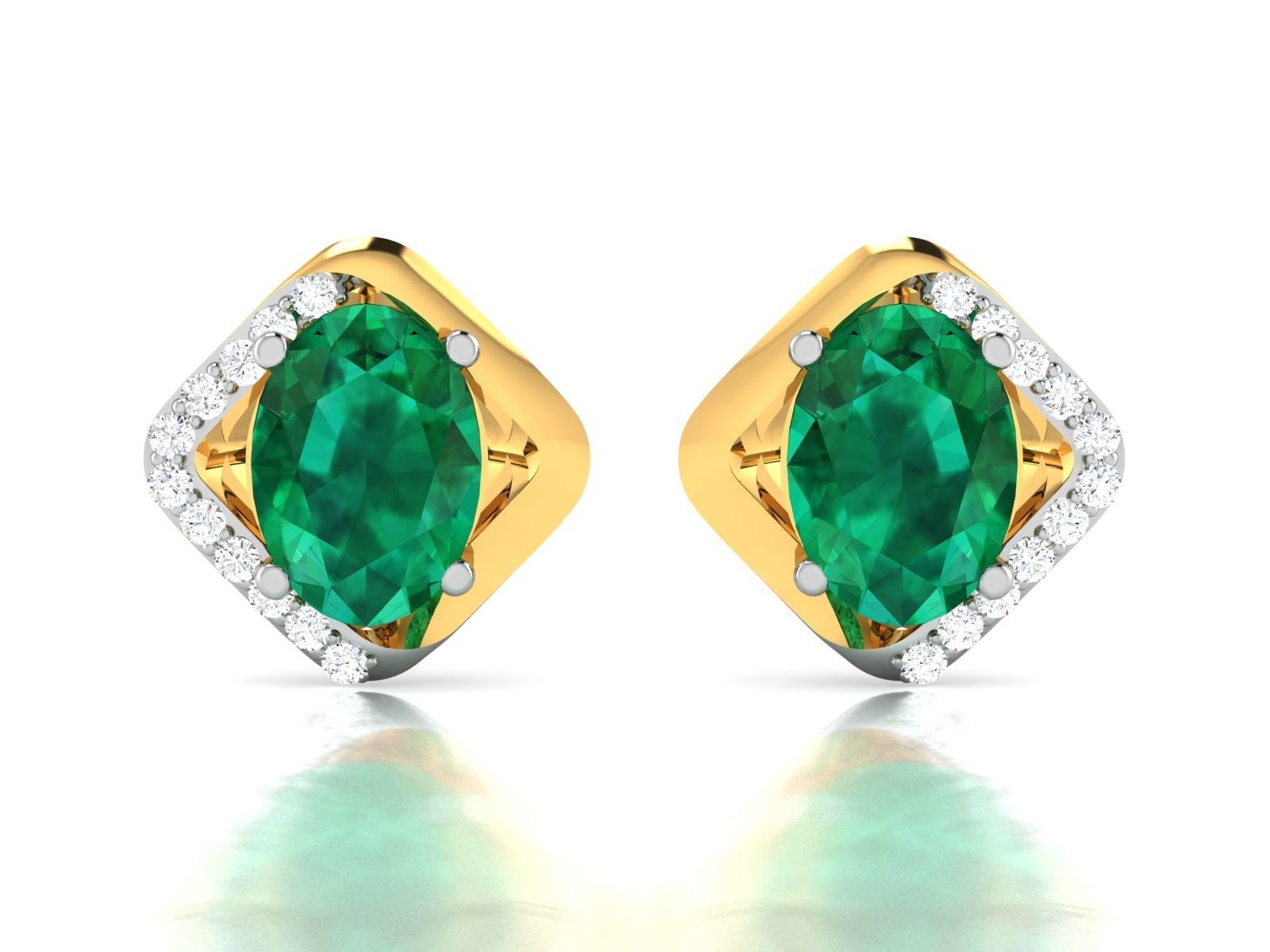 Women Oval Diamond Earring 3dm STL OBJ FBX Render Details 3D print model_3