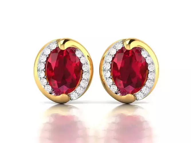Women Oval Diamond Earring 3dm STL OBJ FBX Render Details