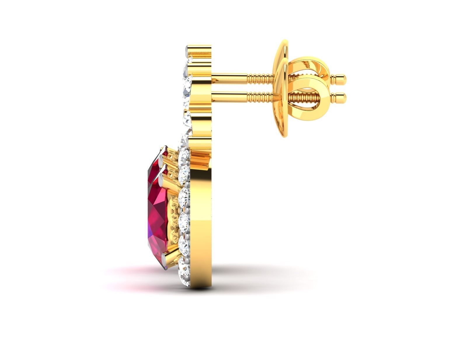 Women Oval Diamond Earring 3dm STL OBJ FBX Render Details 3D print model_5