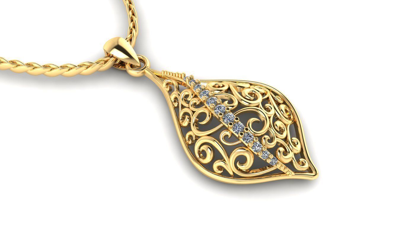 Ladies Stone Pendant  3D print model_3