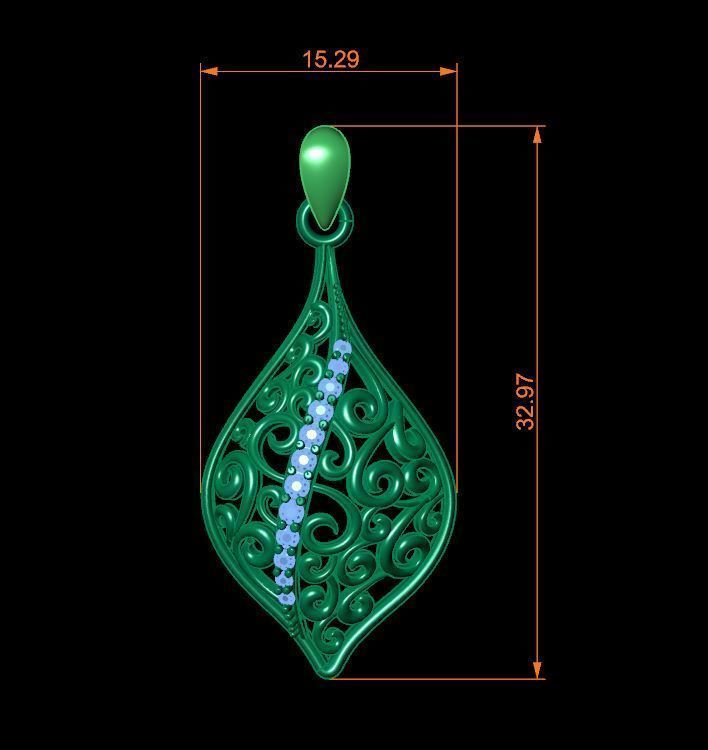 Ladies Stone Pendant  3D print model_5