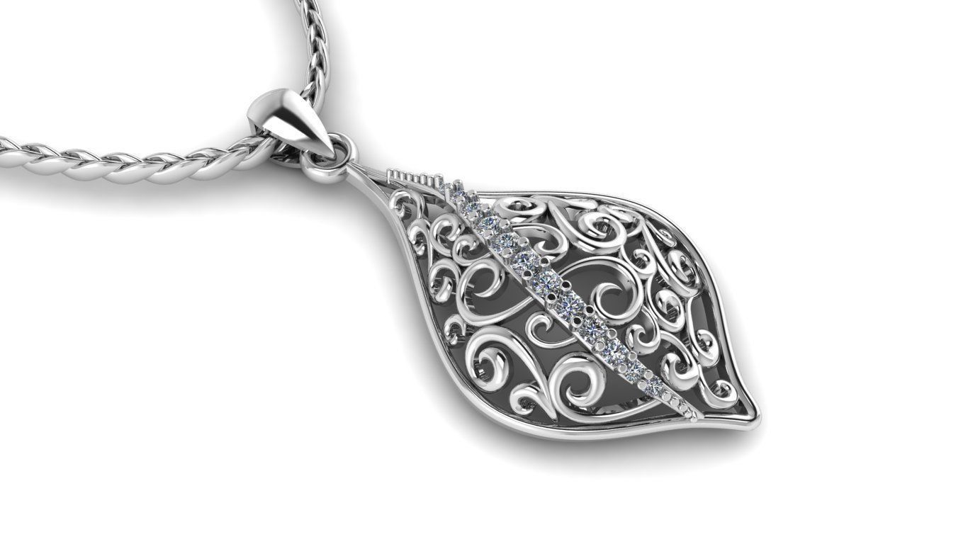 Ladies Stone Pendant  3D print model_6