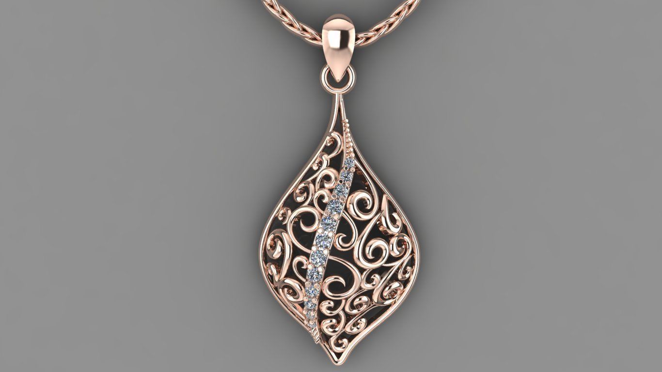 Ladies Stone Pendant  3D print model_11