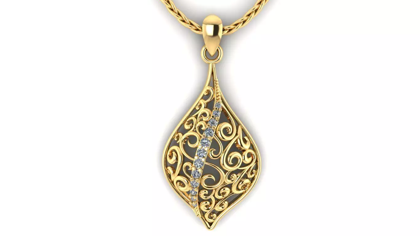 Ladies Stone Pendant  3D print model_0