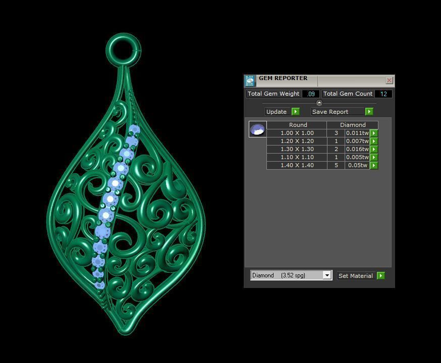 Ladies Stone Pendant  3D print model_8