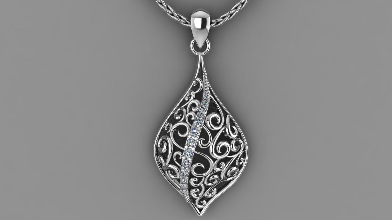 Ladies Stone Pendant  3D print model_10