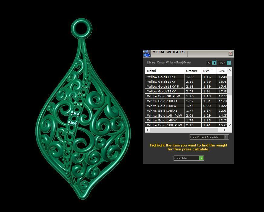Ladies Stone Pendant  3D print model_7