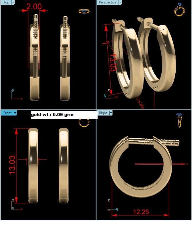 Women Earring 3dm STL OBJ FBX Render Details 3D print model_6