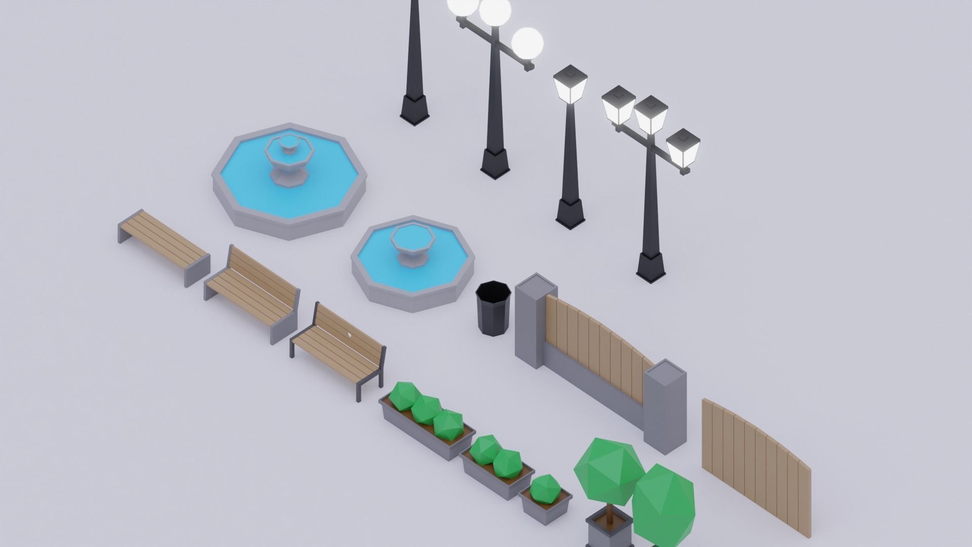 Low poly park pack Low-poly 3D model_4