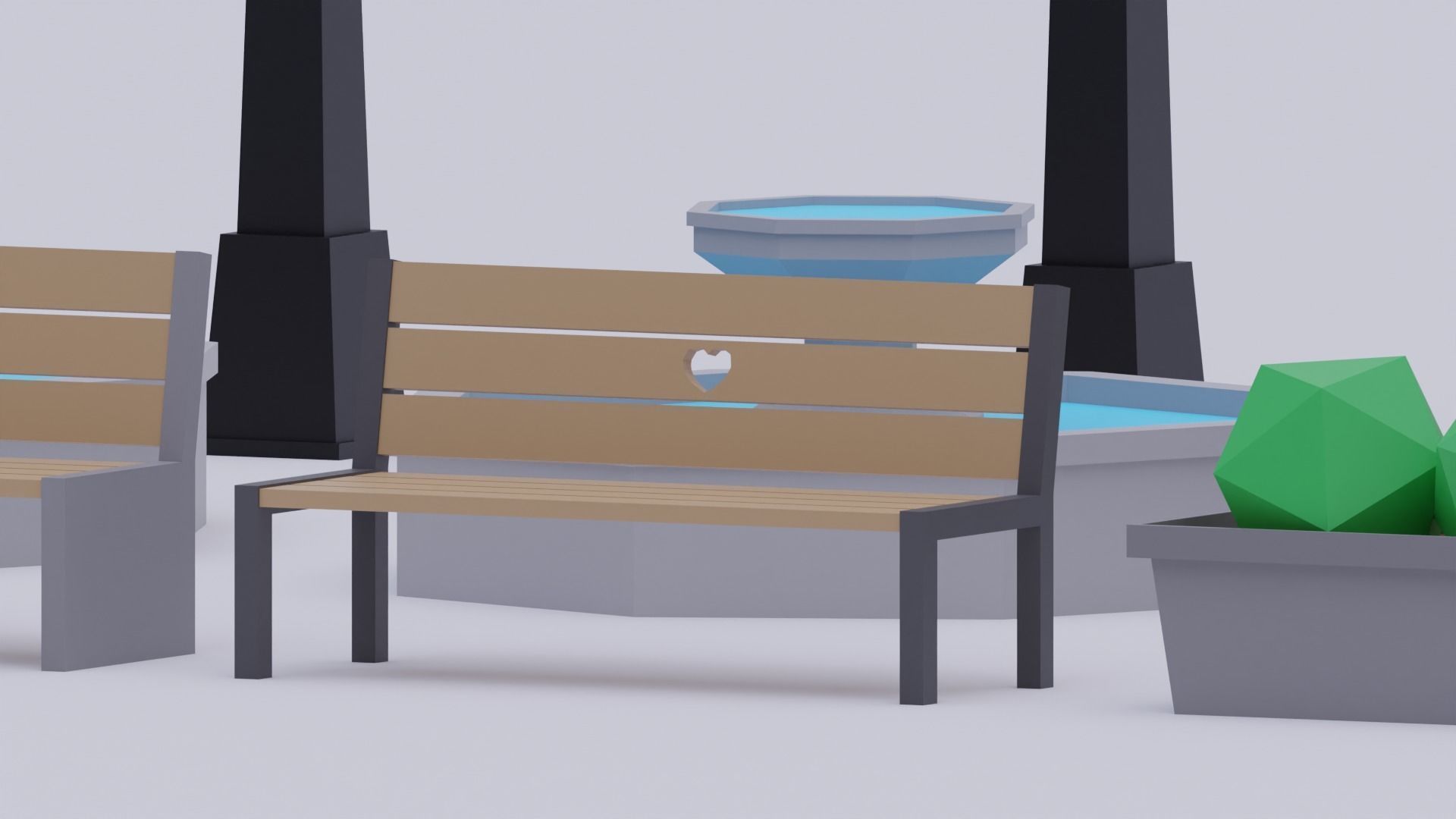 Low poly park pack Low-poly 3D model_2