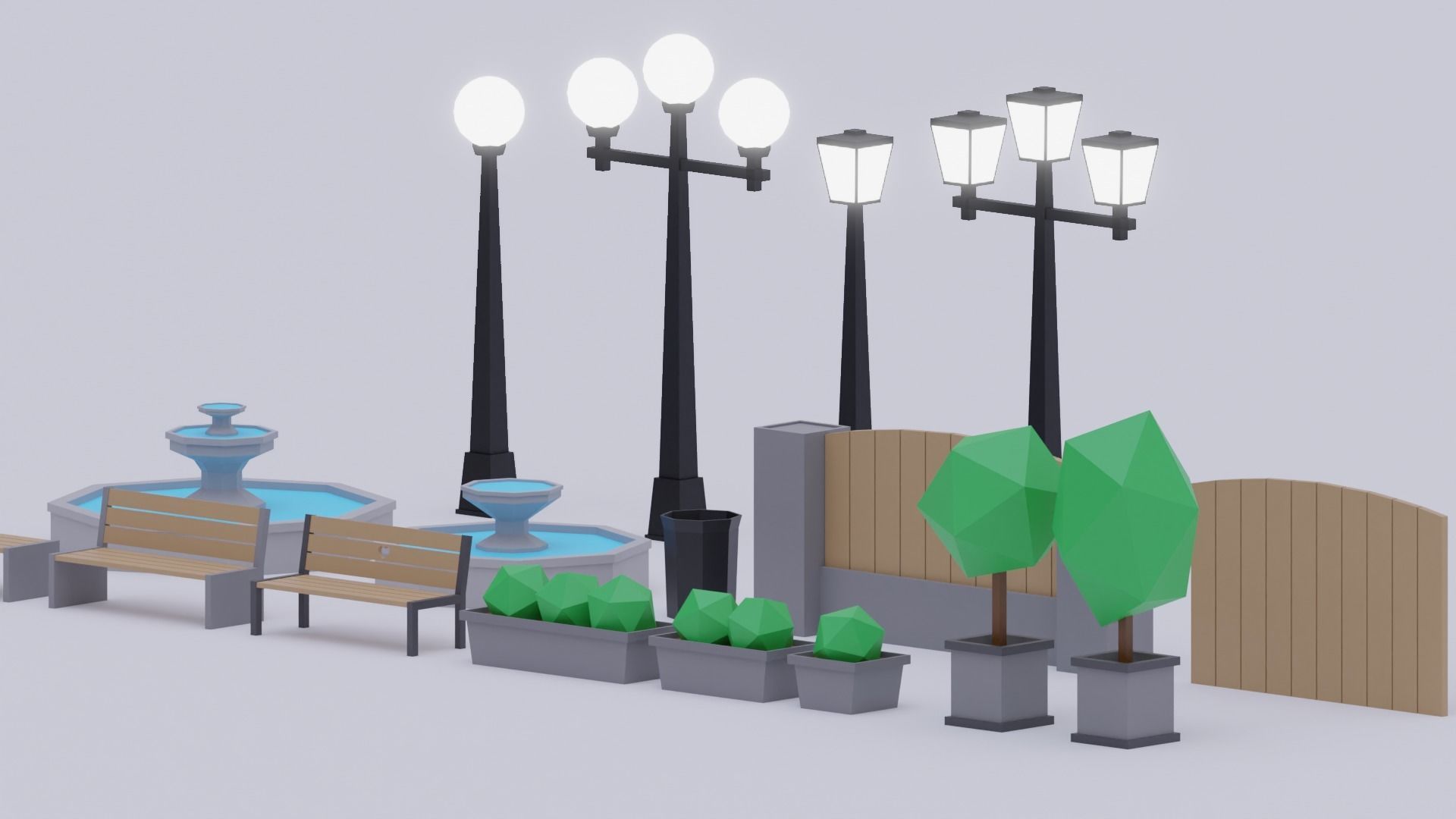 Low poly park pack Low-poly 3D model_3