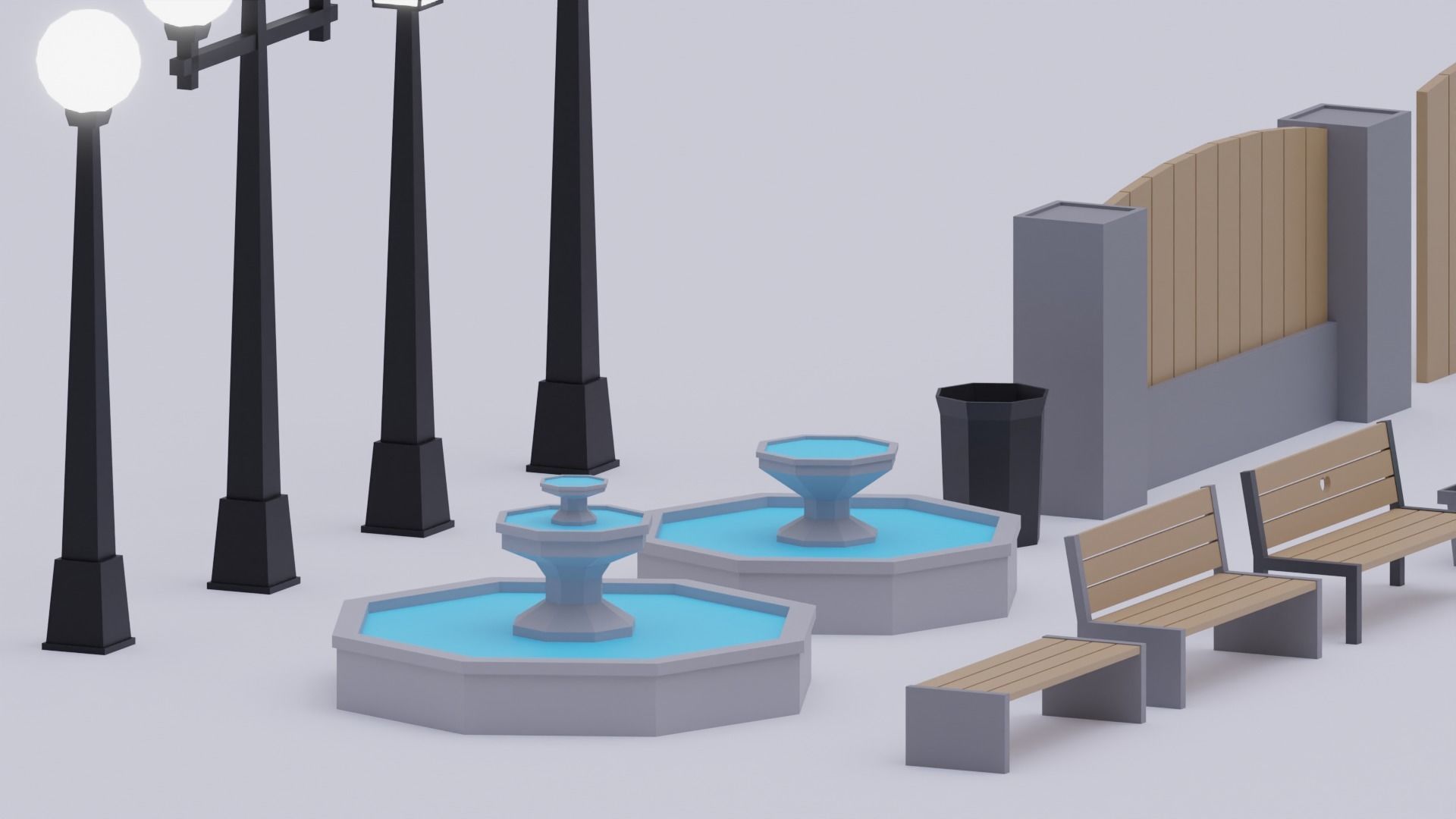 Low poly park pack Low-poly 3D model_1