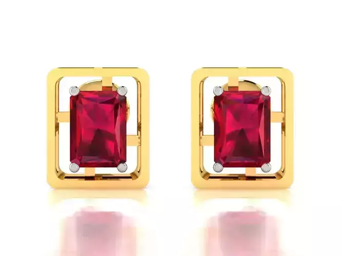 Women emerald Stone Earring 3dm STL OBJ FBX Render Details