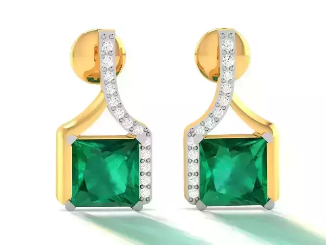 Women Princess Stone Earring 3dm STL OBJ FBX Render Details