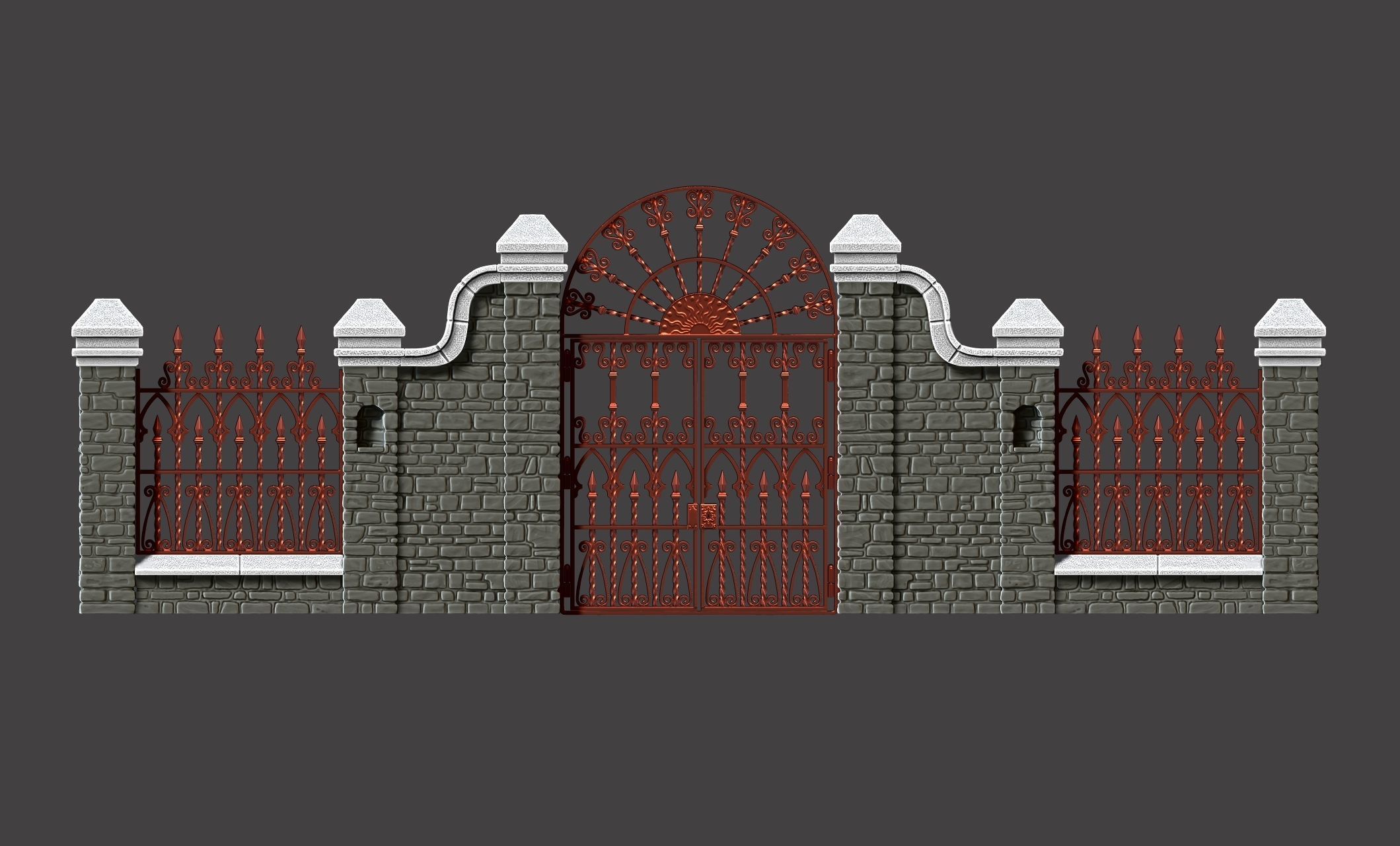 Cementery gates - Dioramas-Wargames-Scenography 3D print model_21