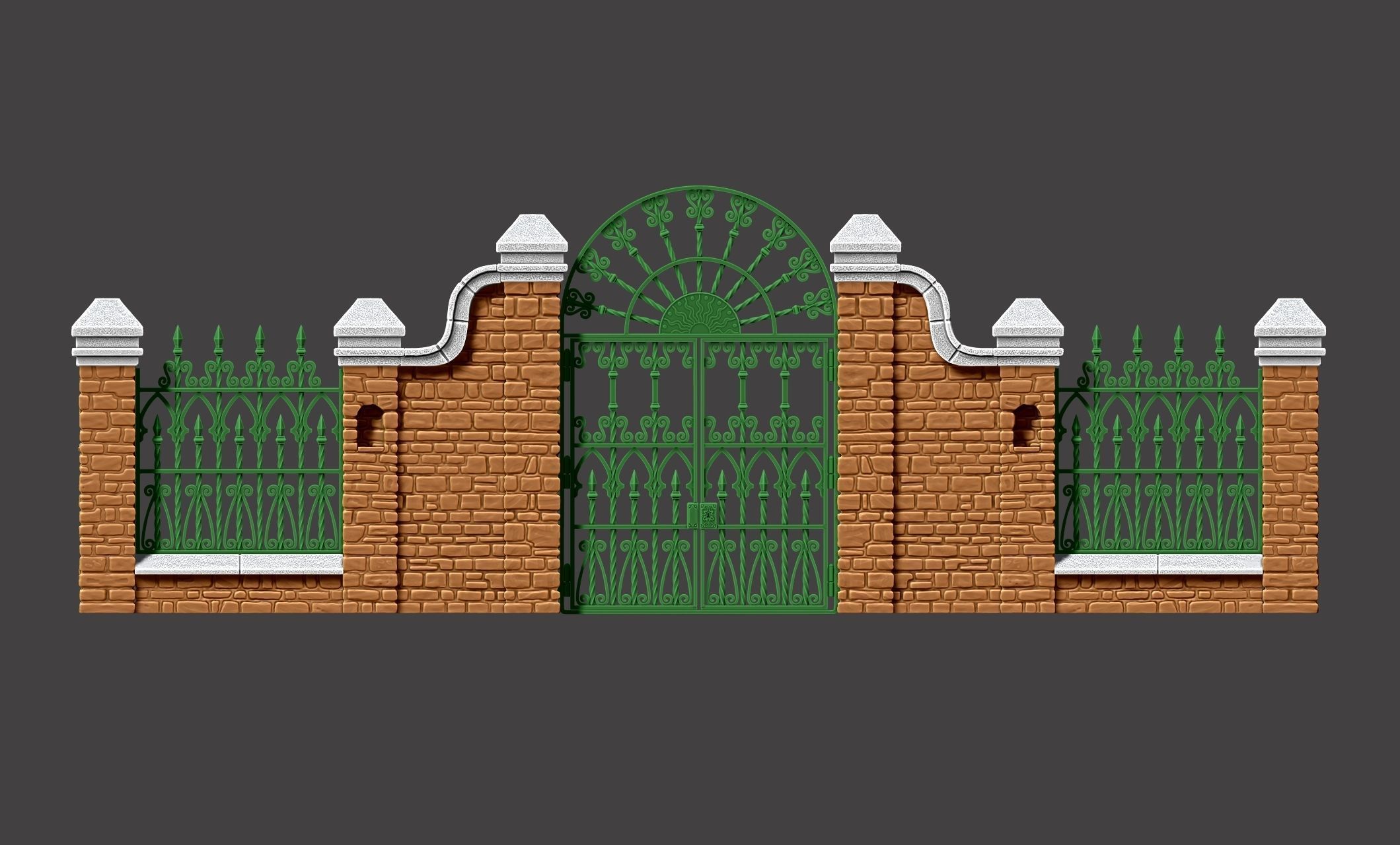 Cementery gates - Dioramas-Wargames-Scenography 3D print model_10