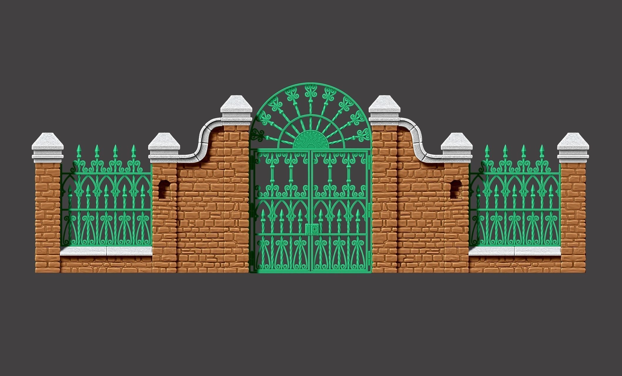 Cementery gates - Dioramas-Wargames-Scenography 3D print model_13