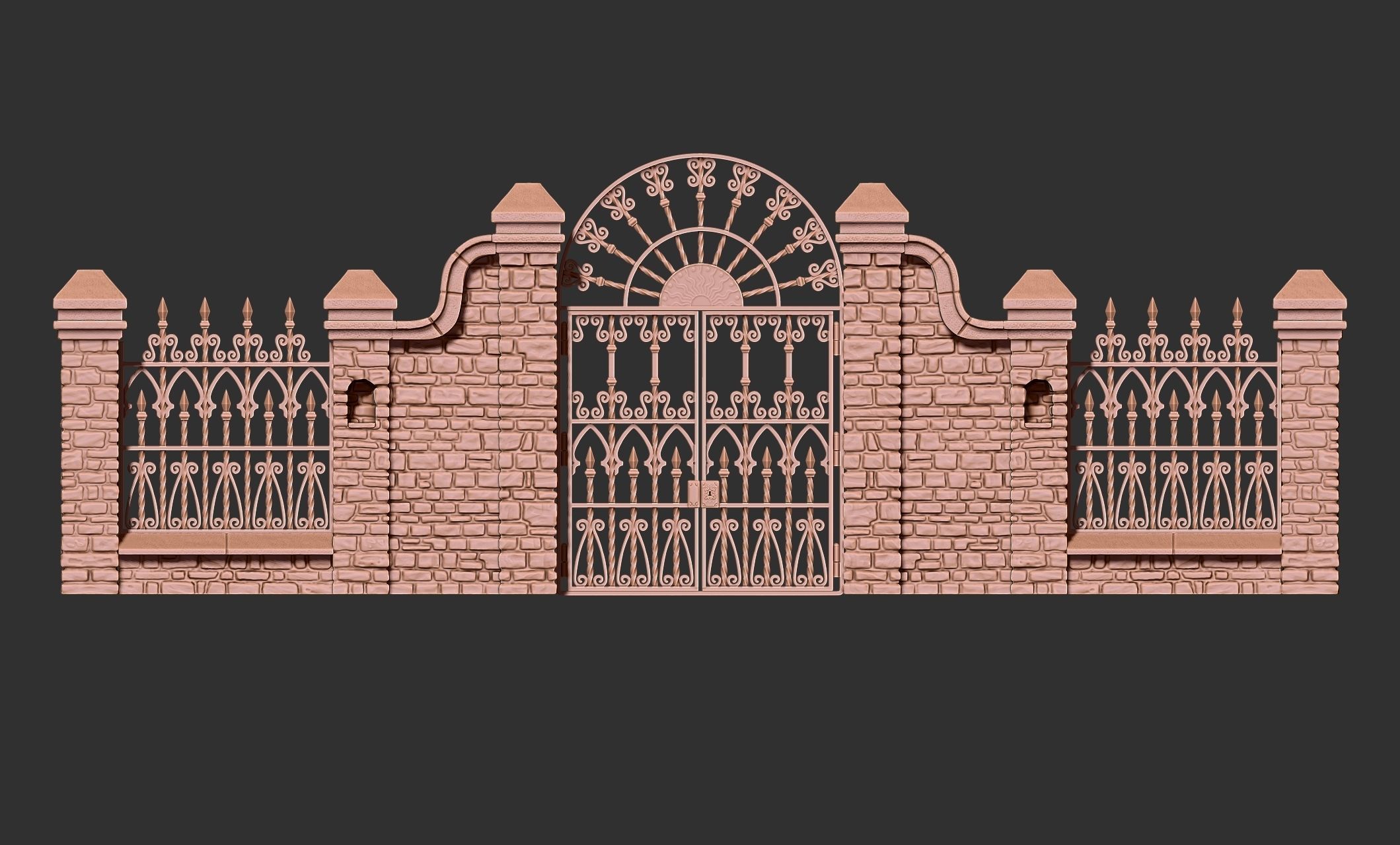 Cementery gates - Dioramas-Wargames-Scenography 3D print model_26