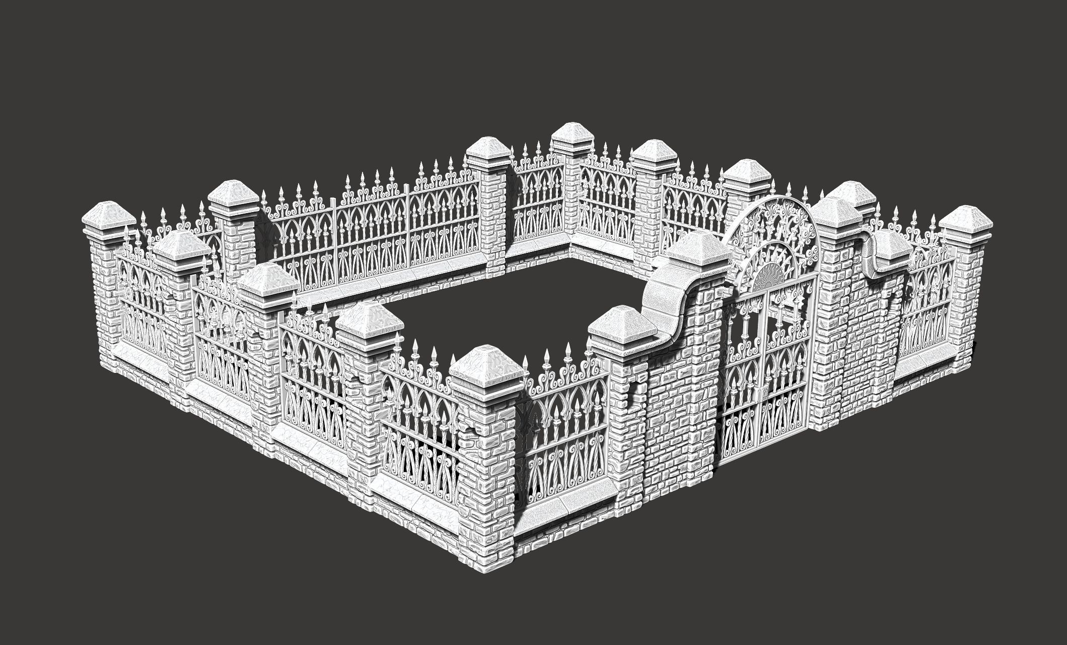 Cementery gates - Dioramas-Wargames-Scenography 3D print model_22