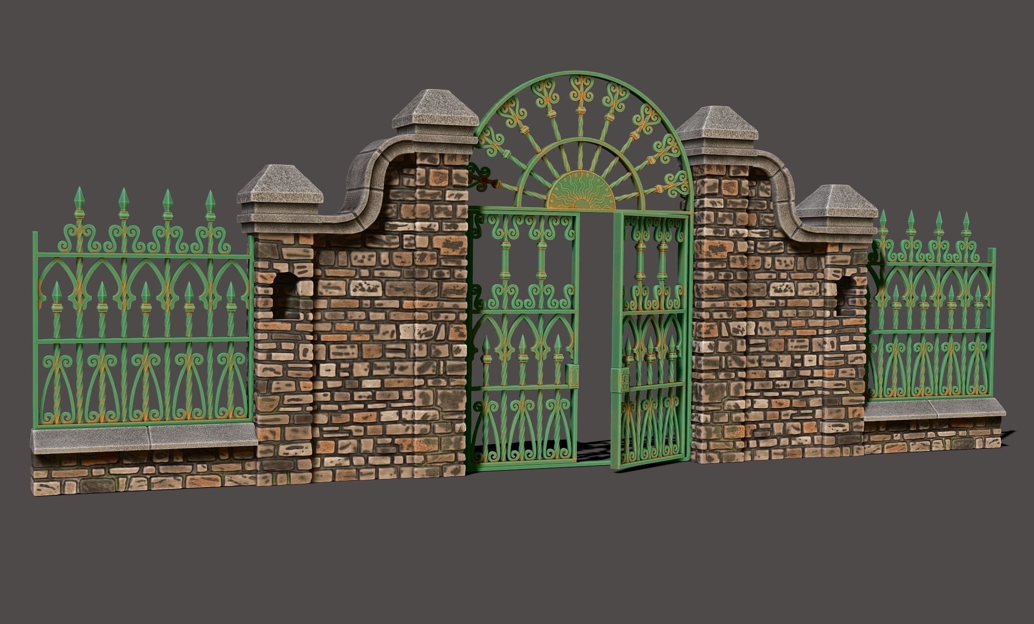 Cementery gates - Dioramas-Wargames-Scenography 3D print model_19
