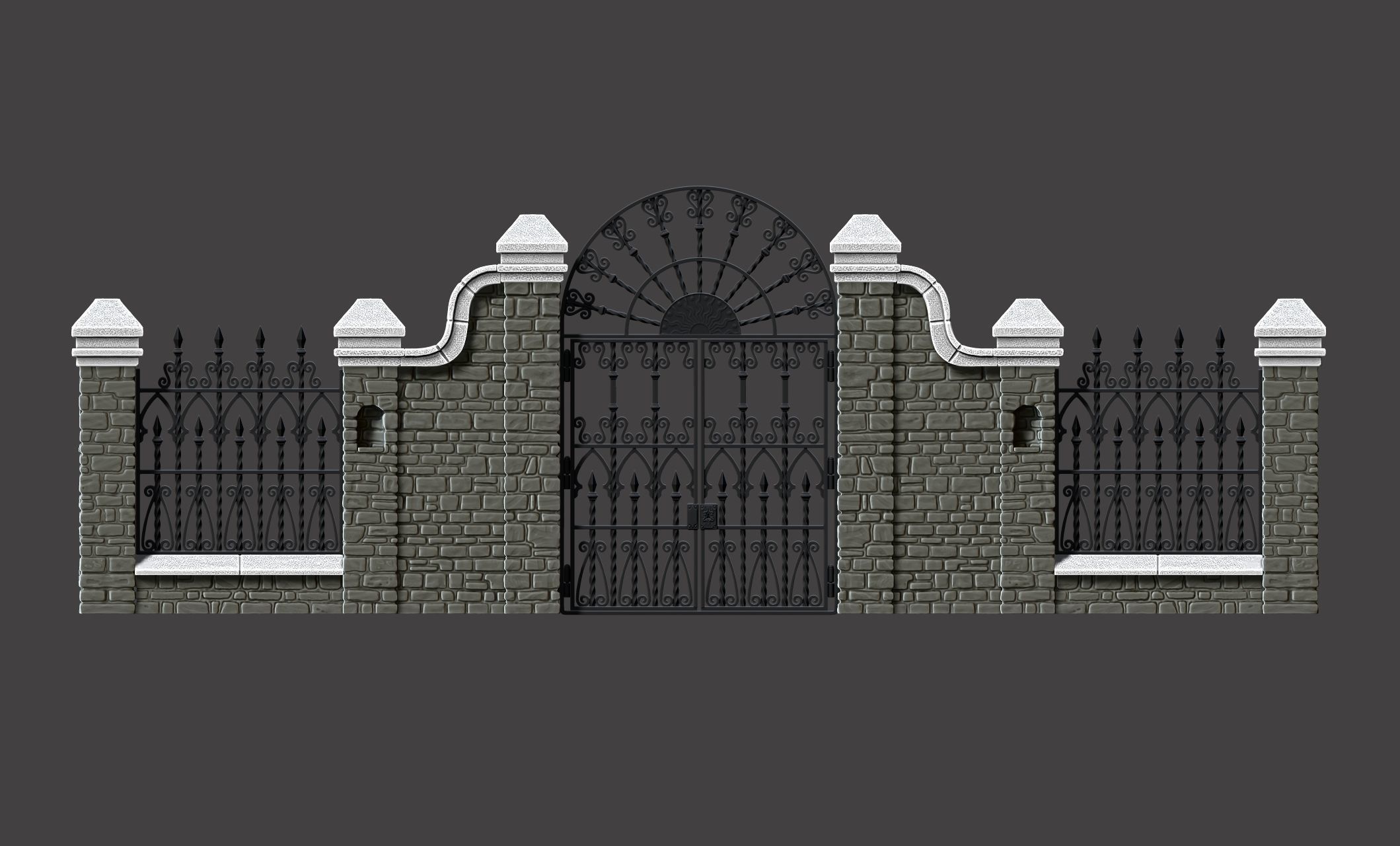 Cementery gates - Dioramas-Wargames-Scenography 3D print model_20