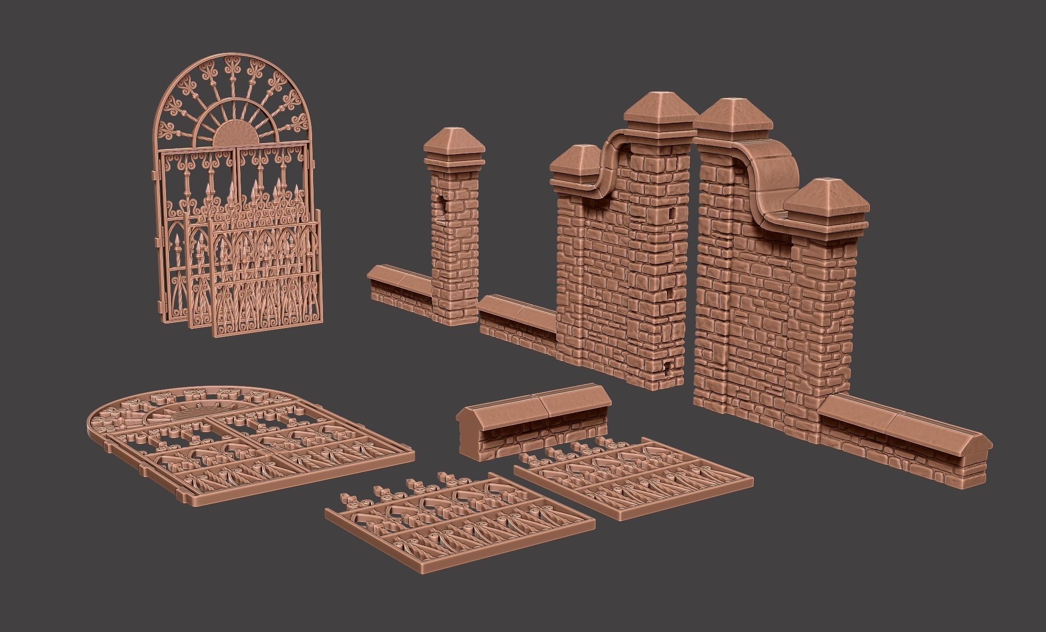 Cementery gates - Dioramas-Wargames-Scenography 3D print model_5
