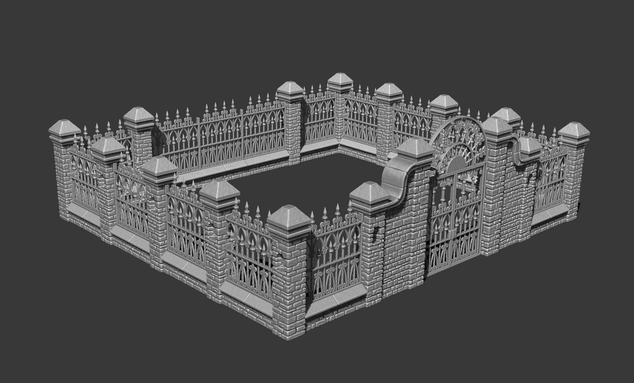 Cementery gates - Dioramas-Wargames-Scenography 3D print model_1