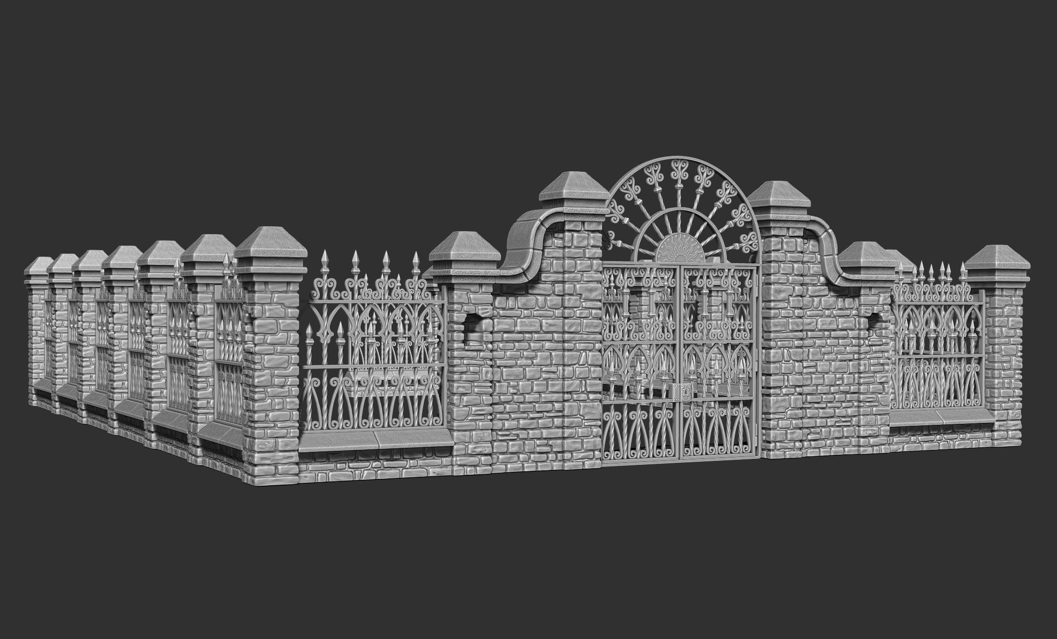 Cementery gates - Dioramas-Wargames-Scenography 3D print model_23