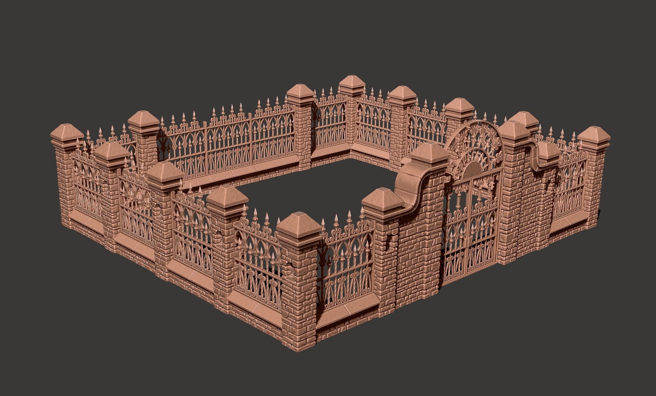 Cementery gates - Dioramas-Wargames-Scenography 3D print model_3