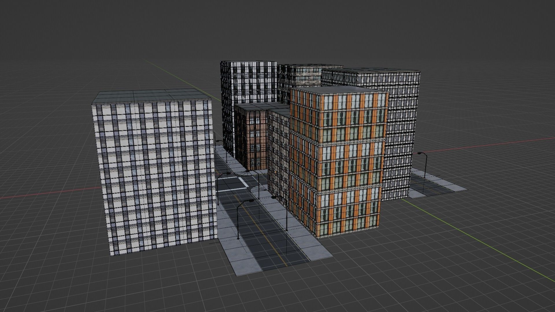 city street Free low-poly 3D model_6