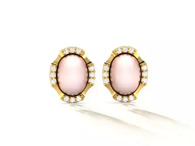 Women emerald Stone Earring 3dm STL OBJ FBX Render Details