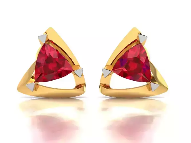 Women Trillion Stone Earring 3dm STL OBJ FBX Render Details