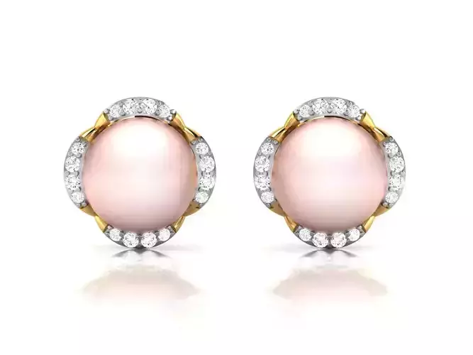 Women Opal Stone Earring 3dm STL OBJ FBX Render Details