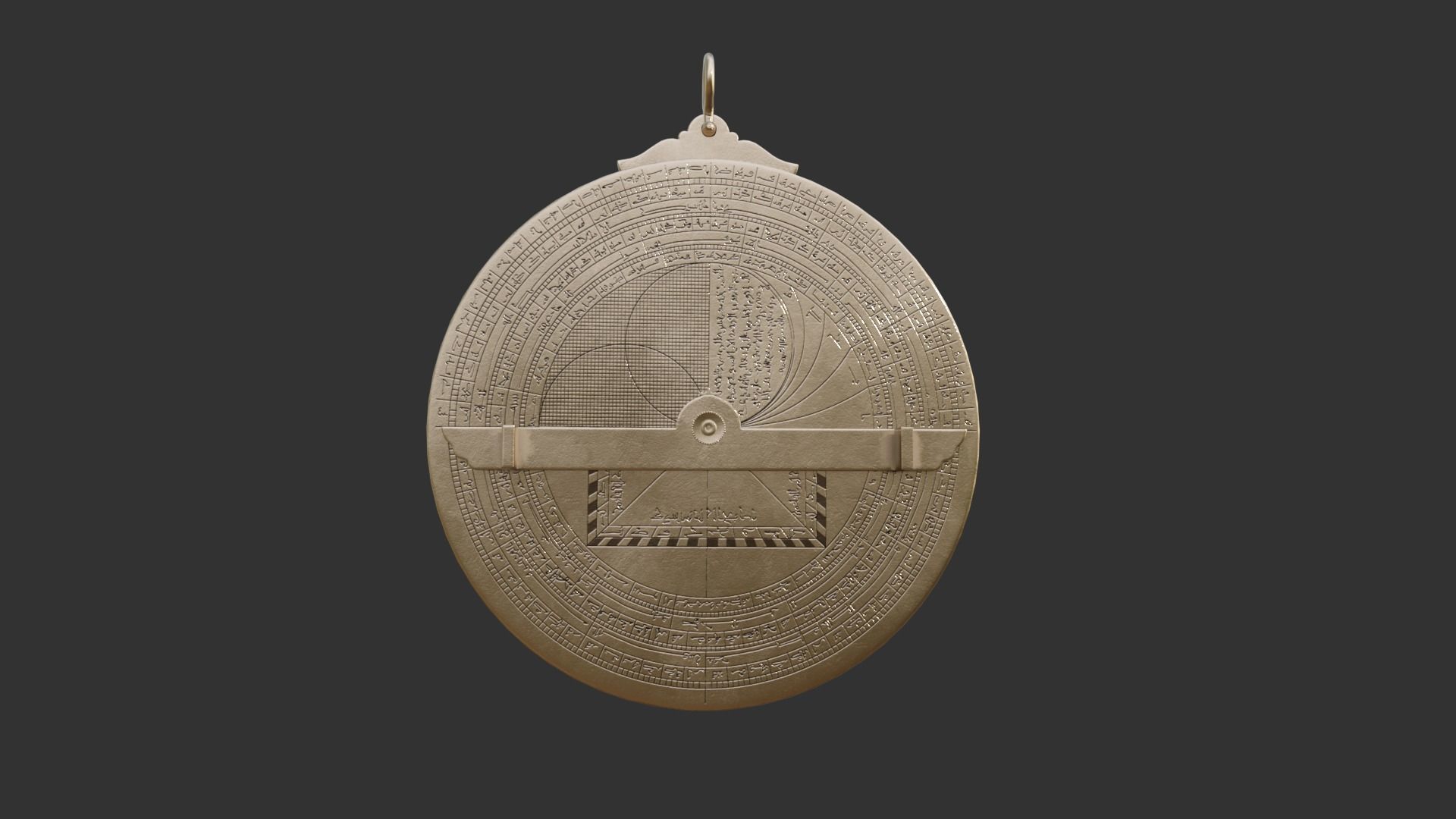 Astrolabe brass sundial Low-poly 3D model_6