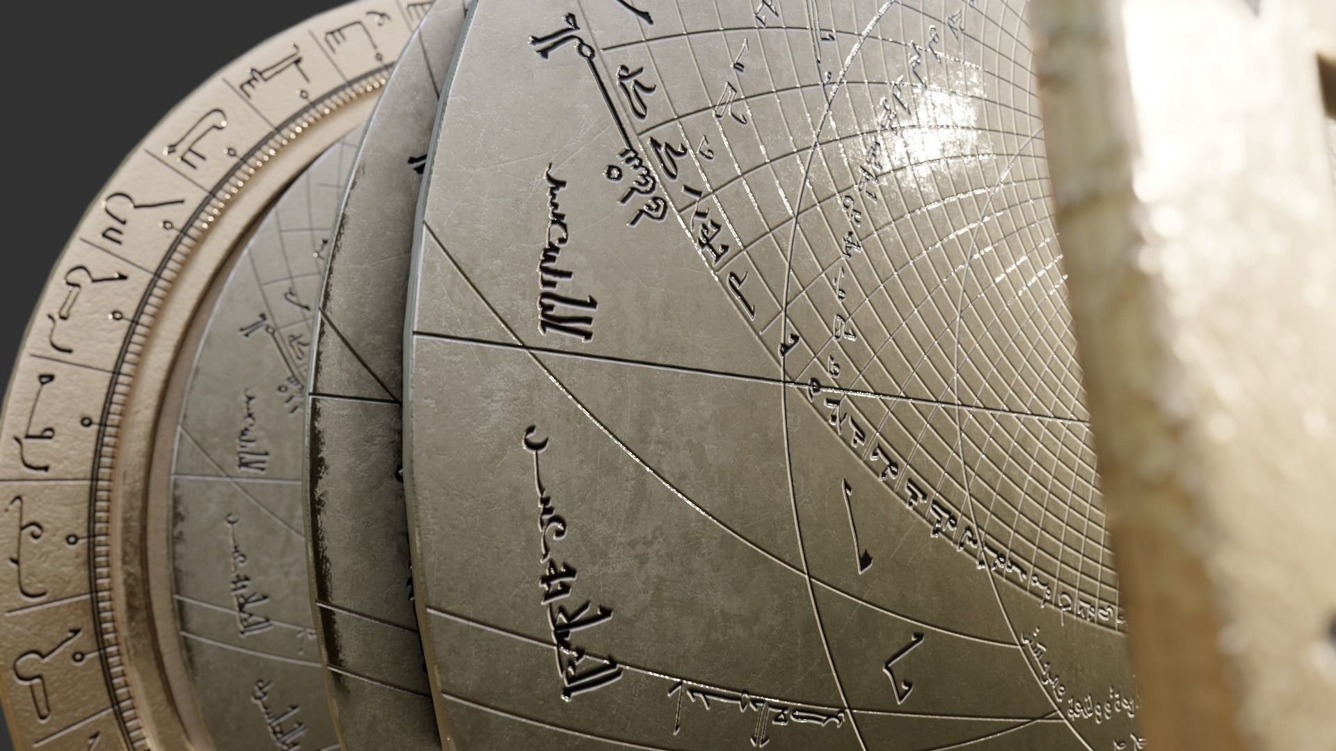 Astrolabe brass sundial Low-poly 3D model_7