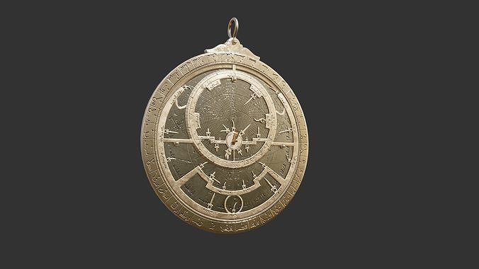 Astrolabe brass sundial Low-poly 3D model