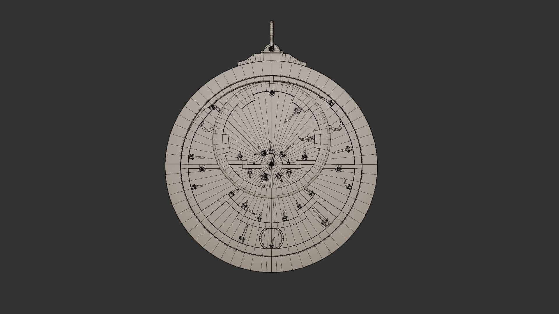 Astrolabe brass sundial Low-poly 3D model_11