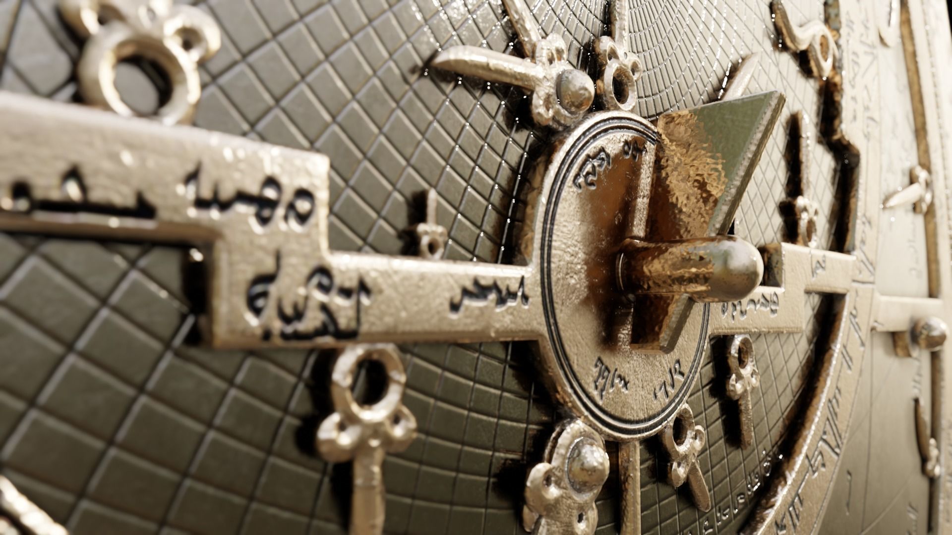 Astrolabe brass sundial Low-poly 3D model_2