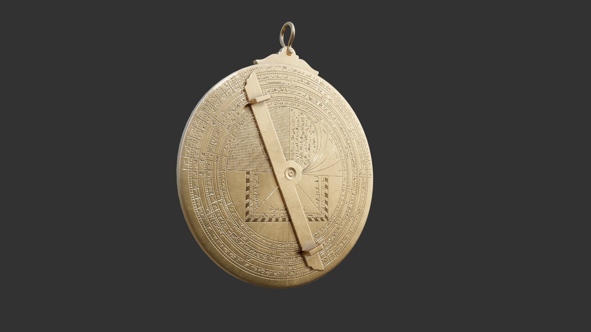Astrolabe brass sundial Low-poly 3D model_4
