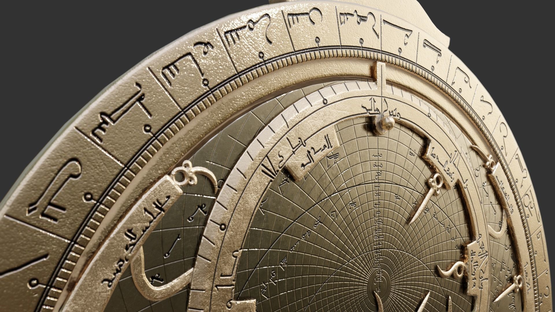 Astrolabe brass sundial Low-poly 3D model_9