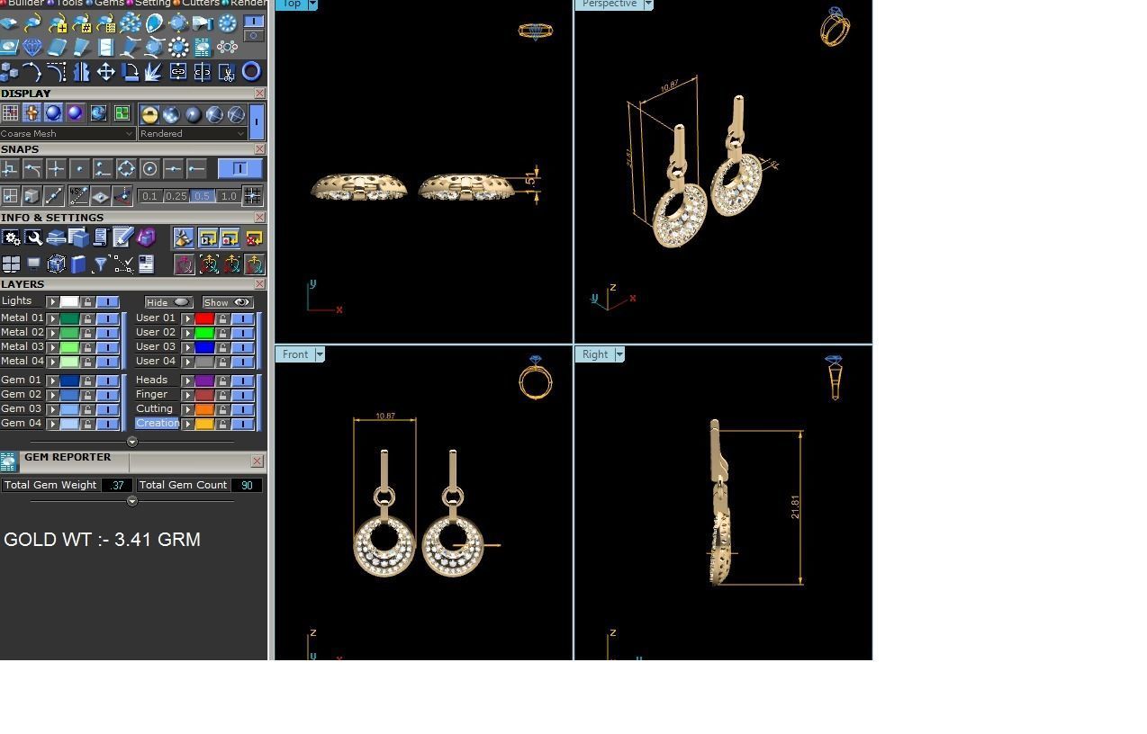 Women Earring 3dm STL OBJ FBX Render Details 3D print model_7