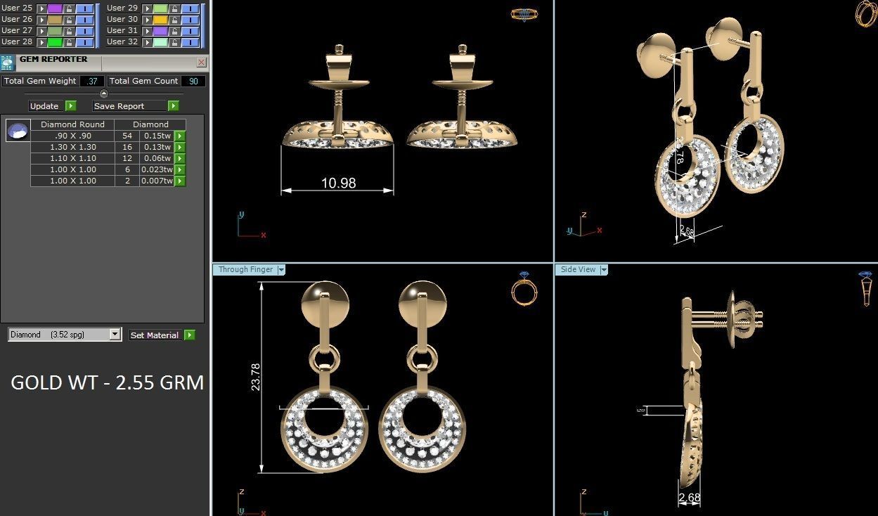 Women Earring 3dm STL OBJ FBX Render Details 3D print model_13